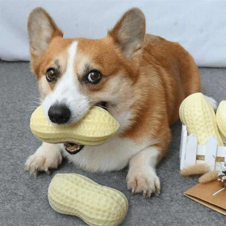 Dog peanut chew toy squeaky rubber teeth cleaning